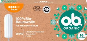 OB ORGANIC TAMPON BIO Super 16er aus 100% Baumwolle  für natürlichen Schutz